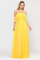 Vestido largo de corte A con hombros descubiertos de Poly USA 8552