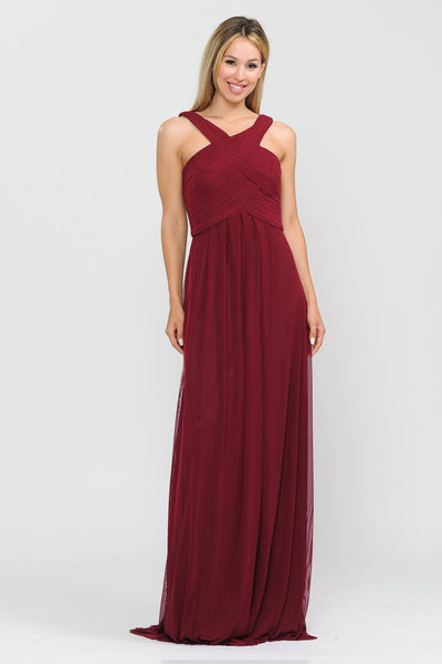 Poly USA 8554 Long A-line Dress with Pleated Bodice