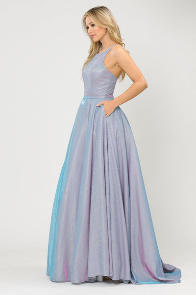 Poly USA 8436 Long A-line Glitter Dress with Corset Back