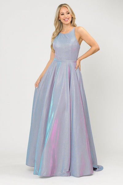 Poly USA 8436 Long A-line Glitter Dress with Corset Back