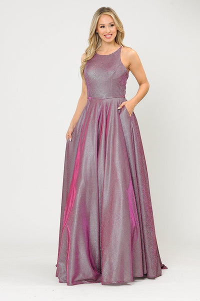 Poly USA 8436 Long A-line Glitter Dress with Corset Back