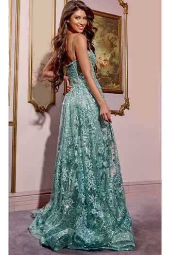 Long A-Line Glitter Prom Dress: Jovani 42199 - Prom