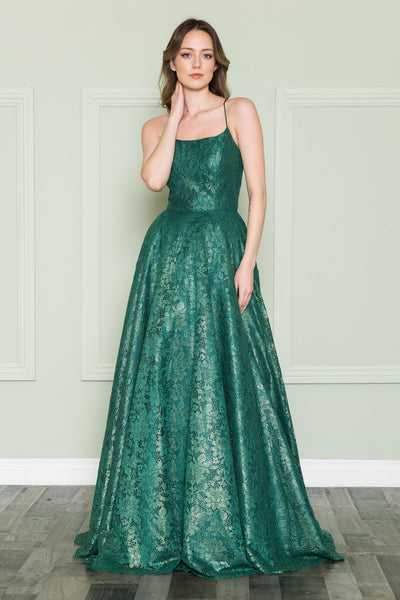 Poly USA 8862 Long A-line Lace Dress