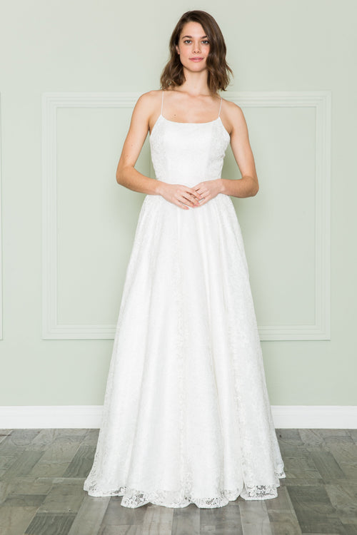 Poly USA 8862 Long A-line Lace Dress