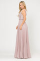 Poly USA 8600 Long A-line Ruched Metallic Glitter Dress