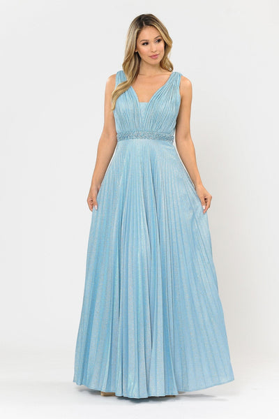 Poly USA 8600 Long A-line Ruched Metallic Glitter Dress