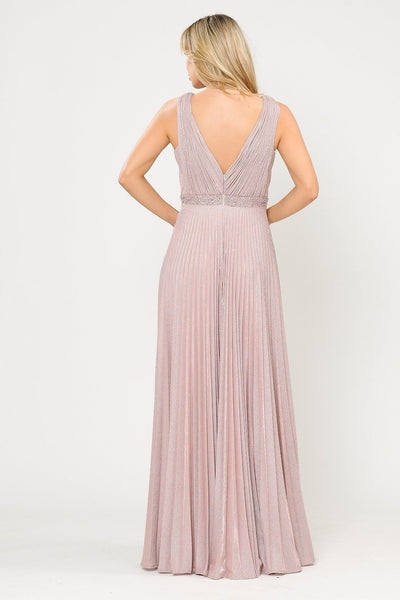 Poly USA 8600 Long A-line Ruched Metallic Glitter Dress