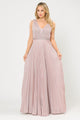 Poly USA 8600 Long A-line Ruched Metallic Glitter Dress