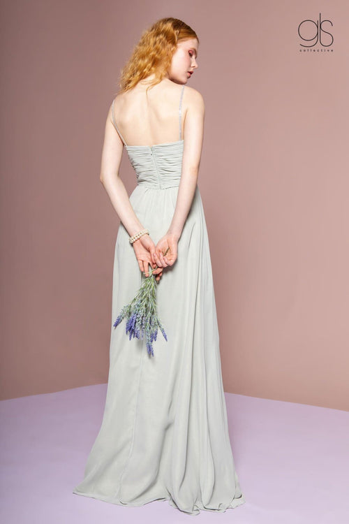 Long A-line Sleeveless Dress with Ruched Bodice by Elizabeth K GL2666 - Long Formal Dresses