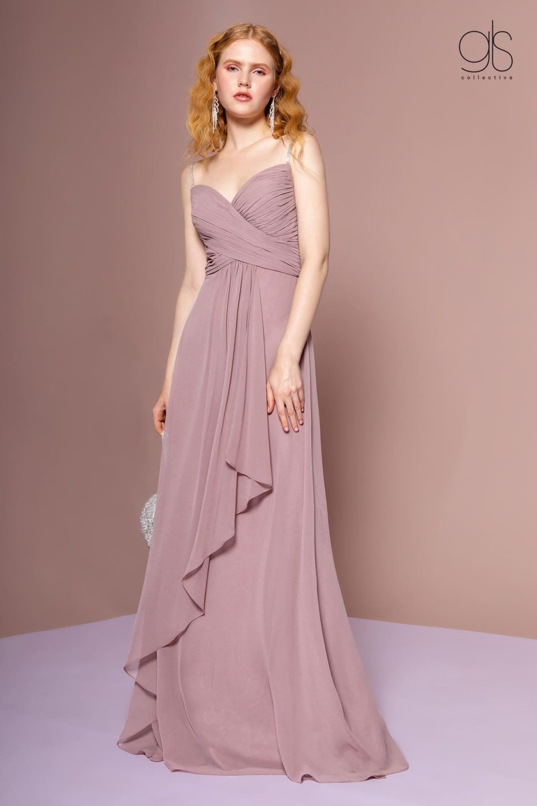 Long A-line Sleeveless Dress with Ruched Bodice by Elizabeth K GL2666-Long Formal Dresses-ABC Fashion