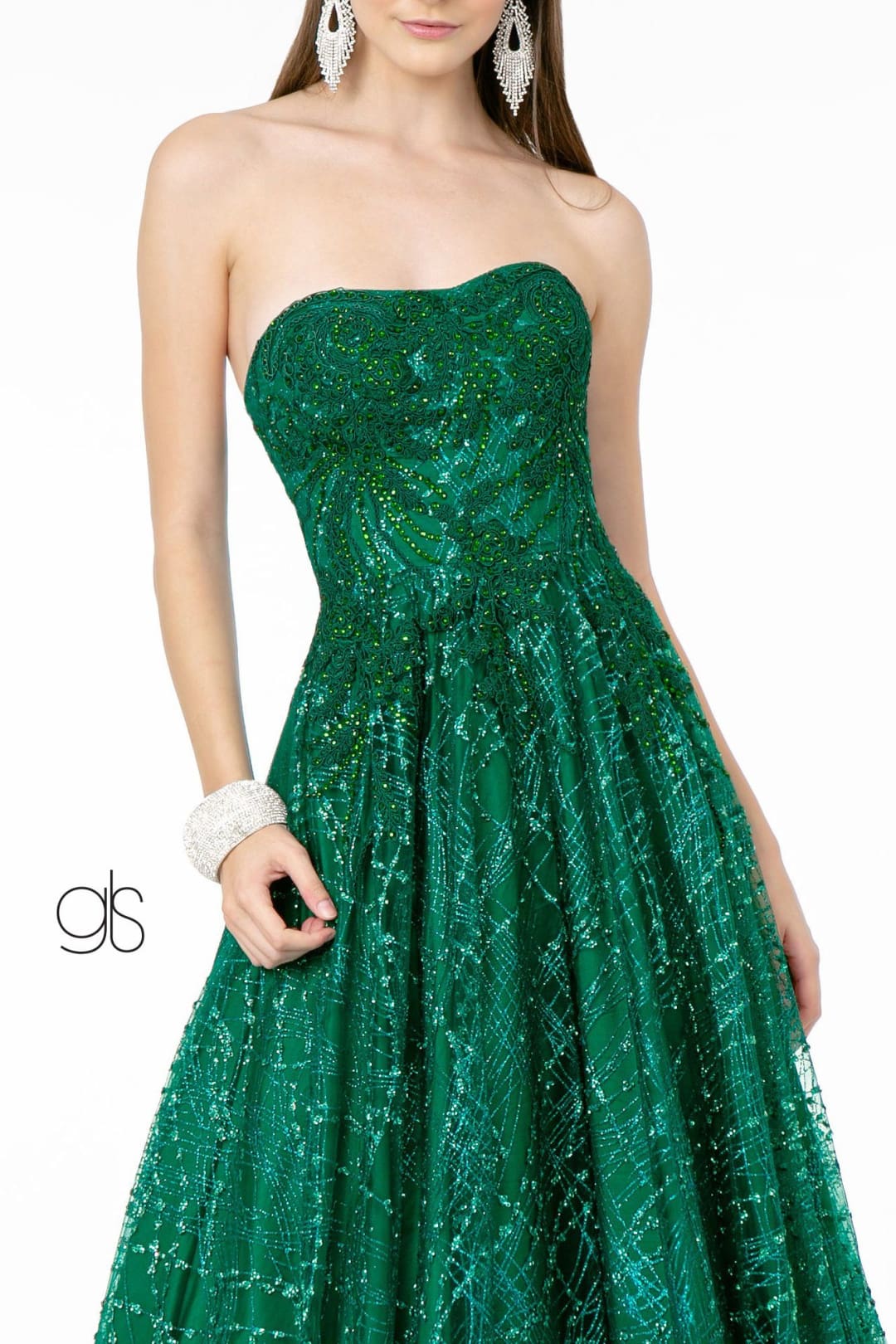 Long A-Line Strapless Glitter Dress by Elizabeth K GL2921 - Long Formal Dresses