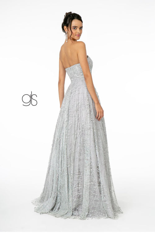 Long A-Line Strapless Glitter Dress by Elizabeth K GL2921 - Long Formal Dresses