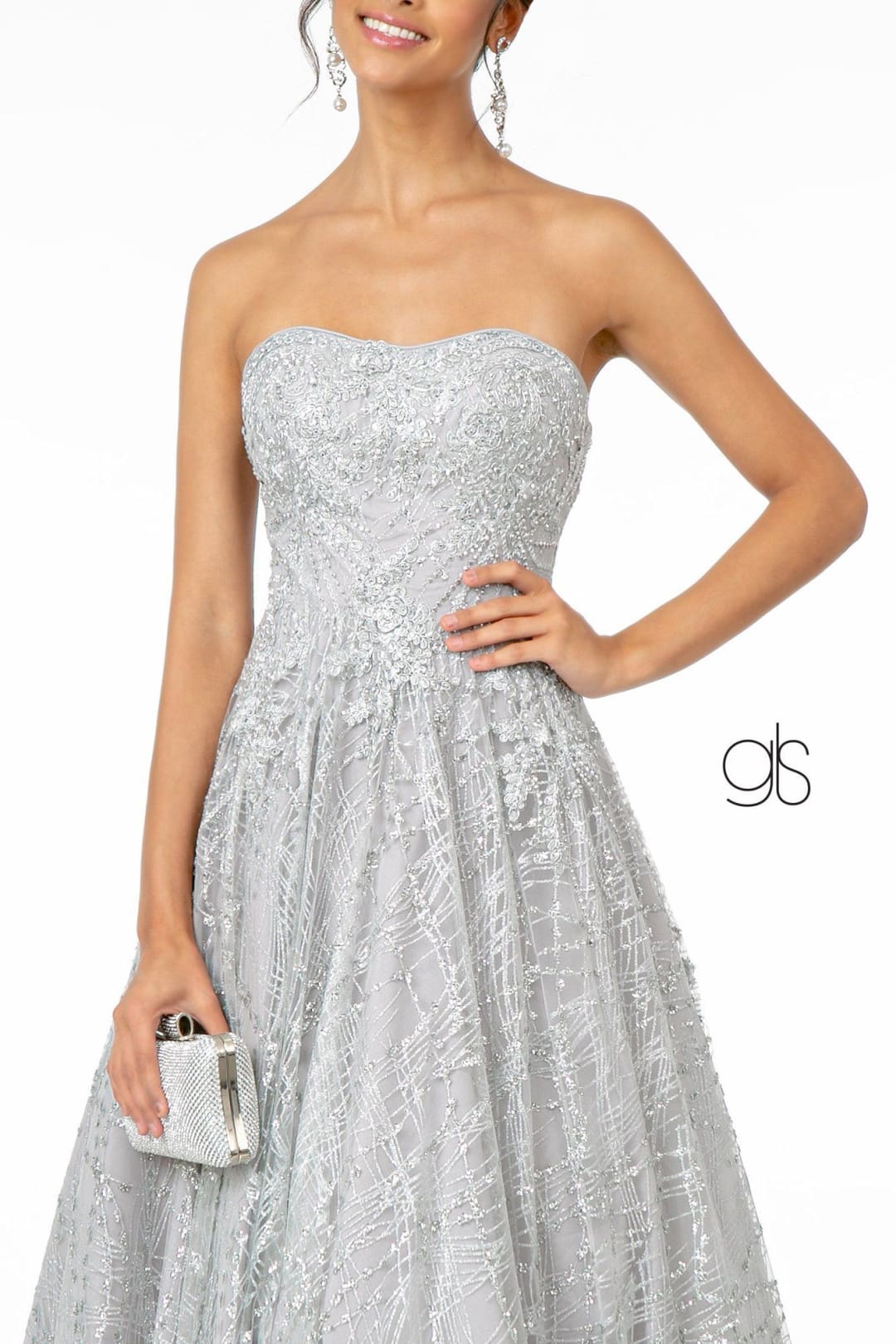 Long A-Line Strapless Glitter Dress by Elizabeth K GL2921 - Long Formal Dresses