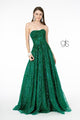 Long A-Line Strapless Glitter Dress by Elizabeth K GL2921 - XS / Green - Long Formal Dresses