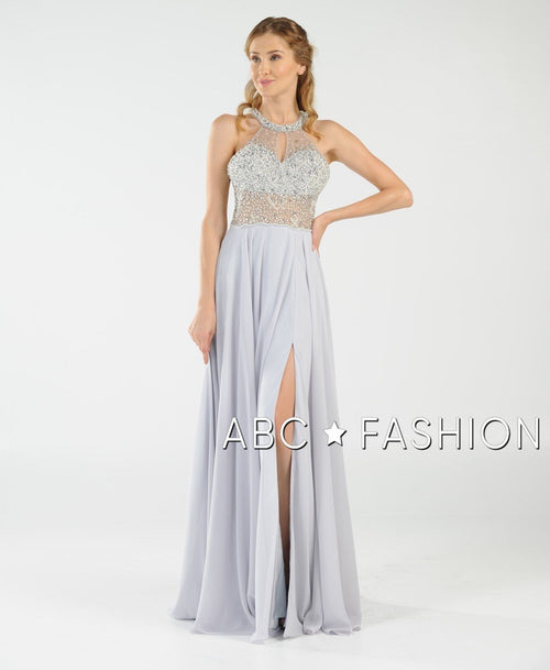Poly USA Silver Long Formal Dresses