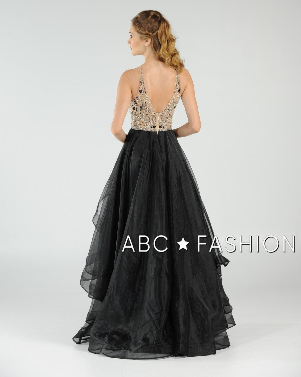 Poly USA Black/Nude Long Formal Dresses