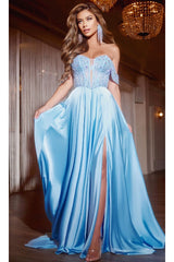 Long Blue Prom Dress: Jovani D6022 - Blue / Prom