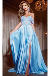 Long Blue Prom Dress: Jovani D6022 - Blue / Prom