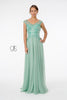 Long Cap Sleeve Chiffon Dress by Elizabeth K GL1826 - S / Mint Green - Long Formal Dresses