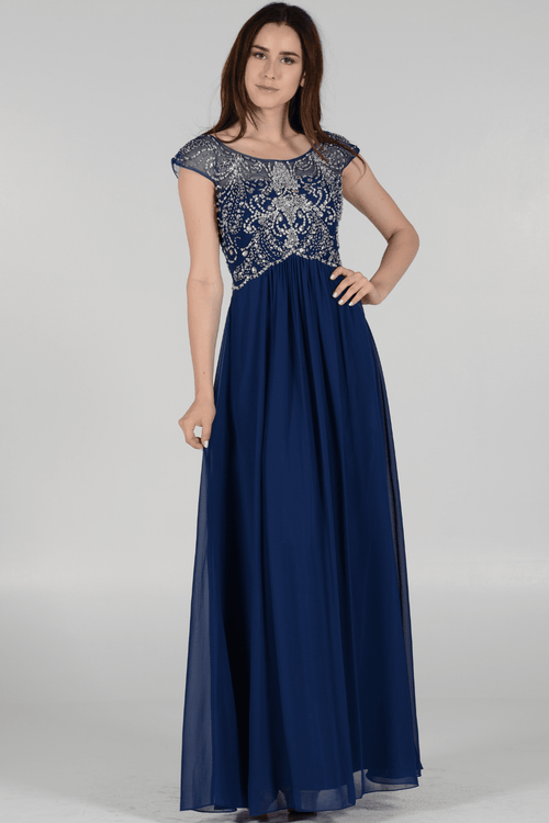 Poly USA Navy Long Formal Dresses