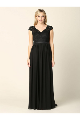Eva USA 3161 Long Cap Sleeve Mother of the Bride Formal Dress