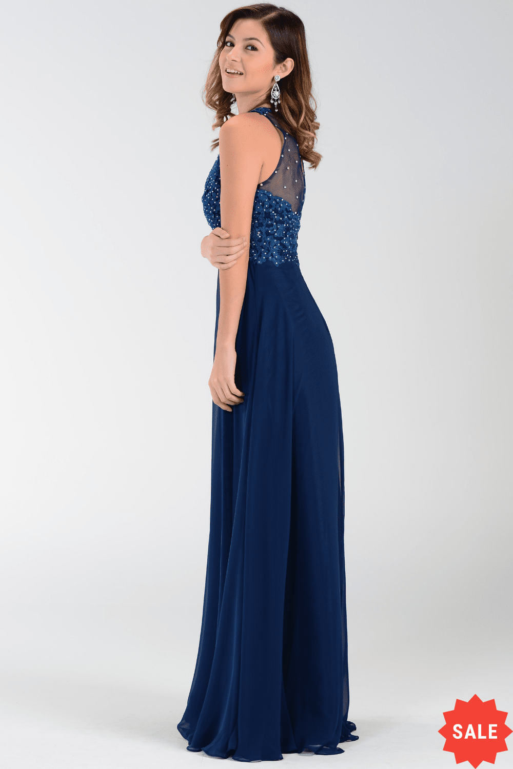 Poly USA Navy Long Formal Dresses