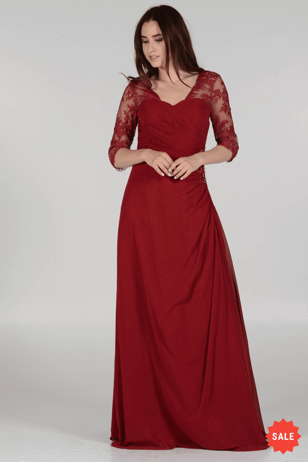 Poly USA Burgundy Long Formal Dresses