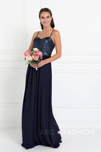 Long Chiffon Dress with Sequined Bodice by Elizabeth K GL2416 - Long Formal Dresses