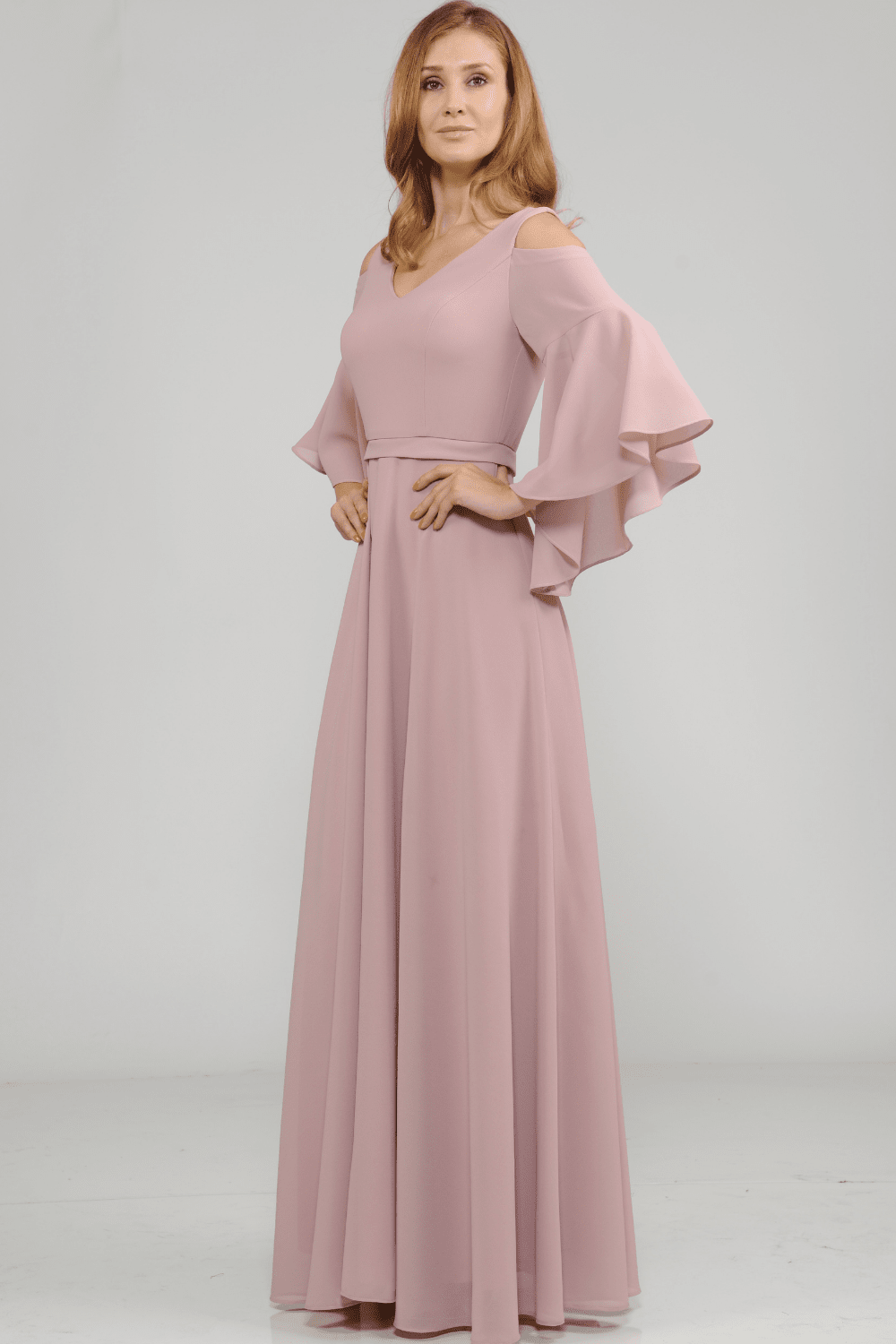 Poly USA Mauve Long Formal Dresses