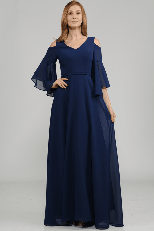 Poly USA Navy Long Formal Dresses
