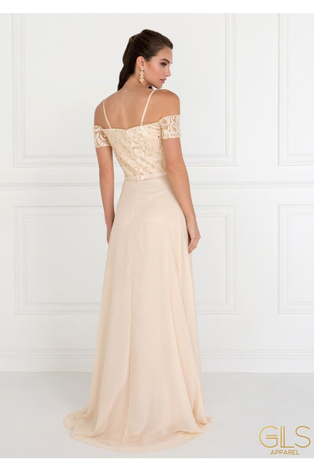 Long Cold Shoulder Dress with Embroidery by Elizabeth K GL1521 - Long Formal Dresses