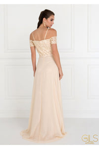 Long Cold Shoulder Dress with Embroidery by Elizabeth K GL1521 - Long Formal Dresses