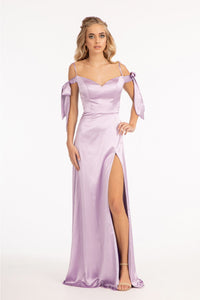 Long Cold Shoulder Satin Dress by Elizabeth K GL1994 - Long Formal Dresses