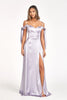 Long Cold Shoulder Satin Dress by Elizabeth K GL1994 - Long Formal Dresses