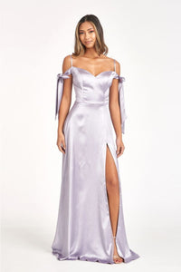 Long Cold Shoulder Satin Dress by Elizabeth K GL1994 - Long Formal Dresses