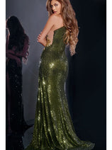 Long Dark Green Prom Dress: Jovani D5001
