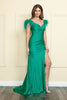 Long Dresses For Prom W/Detechable Feathers - EMERALD GREEN / XS
