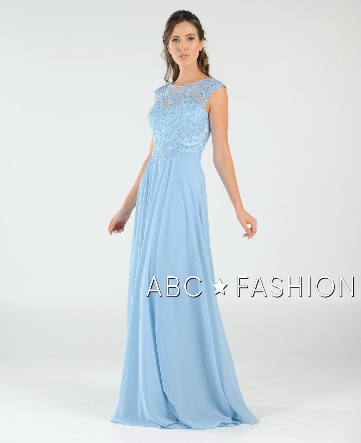 Poly USA Ice Blue Long Formal Dresses