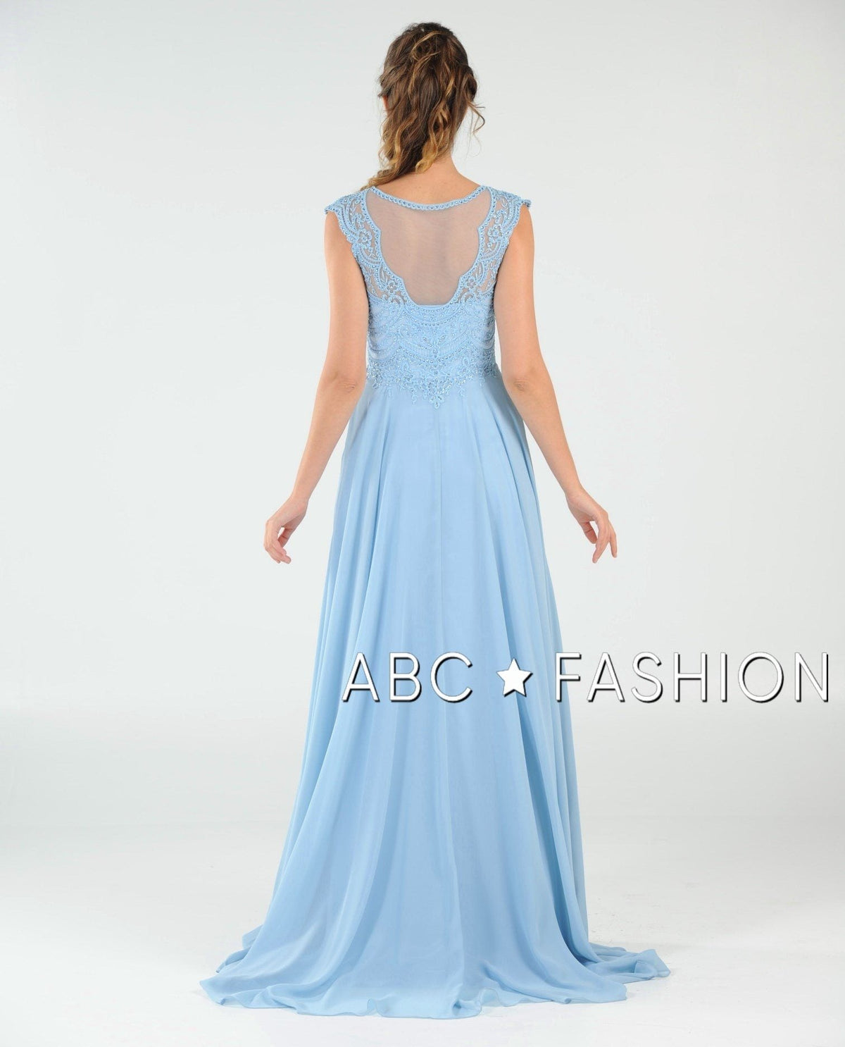 Poly USA Ice Blue Long Formal Dresses