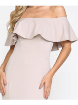 Rose Gold Bridesmaid Dresses-Inexpensive POLY USA 8146 Ruffle Off Shoulder