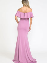 Violet Bridesmaid Dresses-Inexpensive POLY USA 8146 Ruffle Off Shoulder