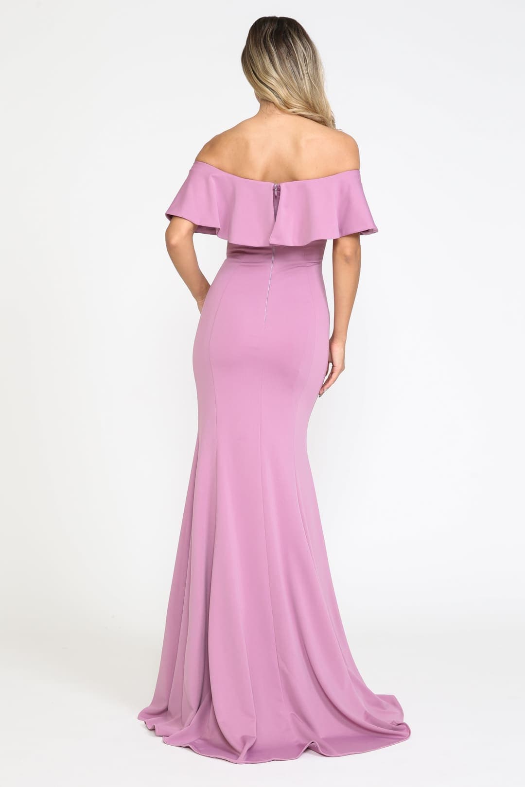 Violet Bridesmaid Dresses-Inexpensive POLY USA 8146 Ruffle Off Shoulde