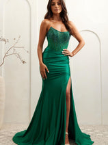 Long Evening Dress Mermaid Beaded Prom Gown By Amelia Couture 3042