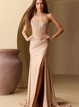 Long Evening Dress Mermaid Beaded Prom Gown By Amelia Couture 3042