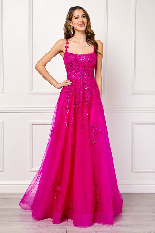 Long Evening Dress Scoop Neck Embroidered Gown By Amelia Couture 4044 - Dress