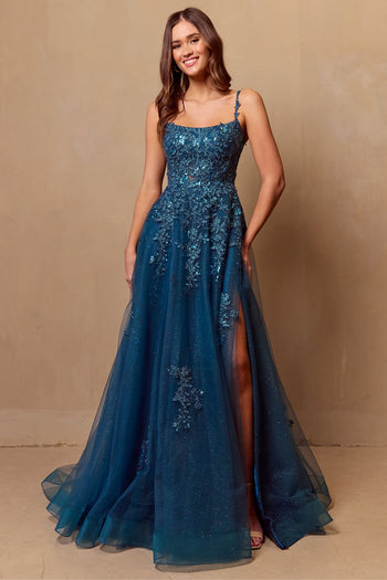 Long Evening Dress Scoop Neck Embroidered Gown By Amelia Couture 4044 - Dress