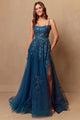 Long Evening Dress Scoop Neck Embroidered Gown By Amelia Couture 4044 - Dress