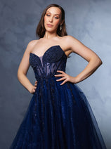 Long Evening Dress Strapless A-Line Prom Gown By Royal Queen RQ8184