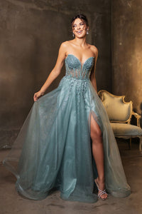 Long Evening Dress Strapless A-Line Prom Gown By Royal Queen RQ8184 - Dress