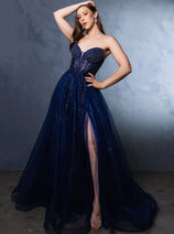 Long Evening Dress Strapless A-Line Prom Gown By Royal Queen RQ8184